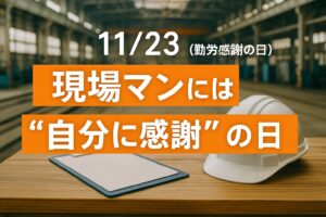 11月23日（勤労感謝の日）って現場マンには“自分に感謝”の日だと思う件